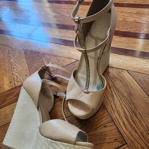 Aldo Tan Platform Shoes with Modern Ankle Wrap